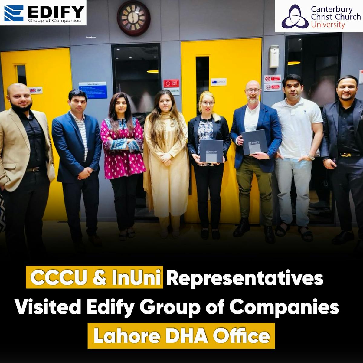 Exciting news! Representatives from InUni & Canterbury Christ Church University (CCCU) paid a visit to our Lahore DHA Office. It was a fantastic opportunity to deepen our partnership and explore collaborative initiatives to enhance education opportunities. Here's to future endeavours!
